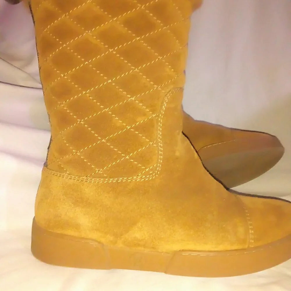 Louis Vuitton Quilted Suede Winter Boots with Plush Cuff